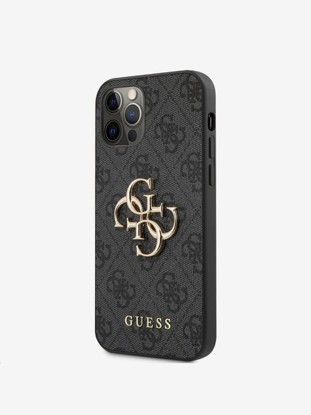 Guess Guess PU 4G fém logós fém hátlap iPhone 12 Pro Max szürke táskához