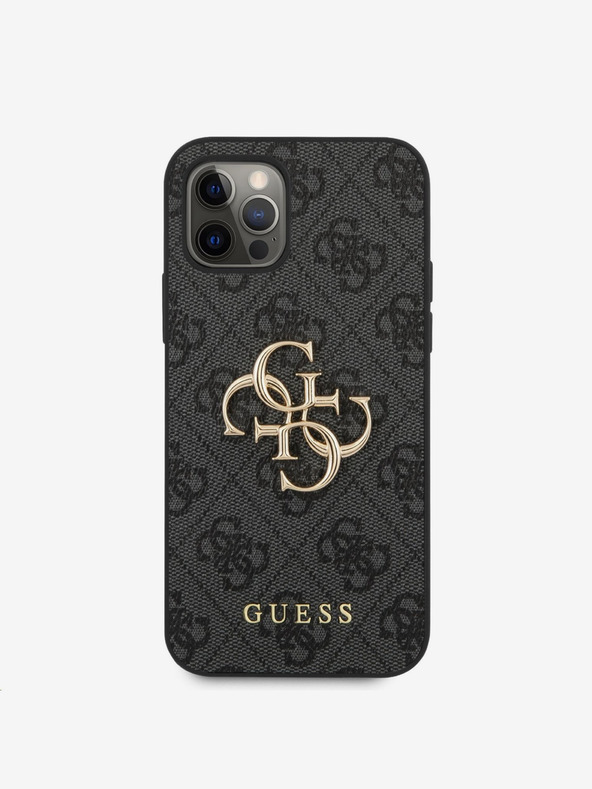 Guess Guess PU 4G fém logós fém hátlap iPhone 12 Pro Max szürke táskához