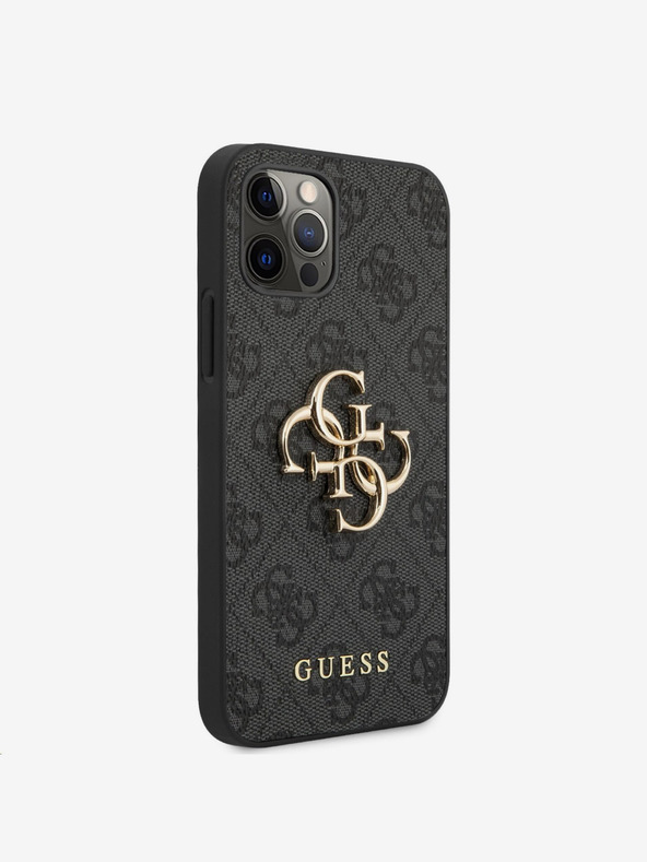 Guess Guess PU 4G fém logós fém hátlap iPhone 12 Pro Max szürke táskához