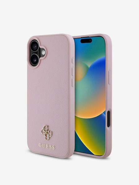 Guess Guess PU szemcsés 4G kis fém logós MagSafe hátlap iPhone 16-hoz Rózsaszínű