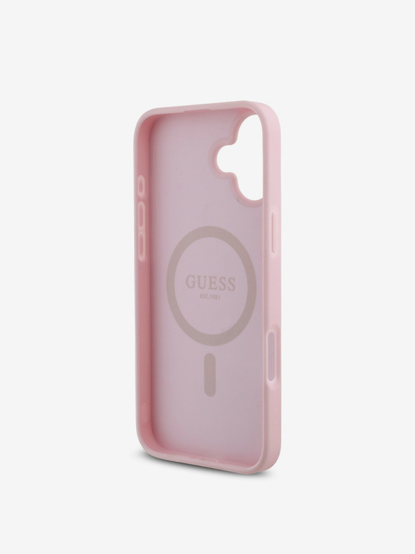 Guess Guess PU szemcsés 4G kis fém logós MagSafe hátlap iPhone 16-hoz Rózsaszínű