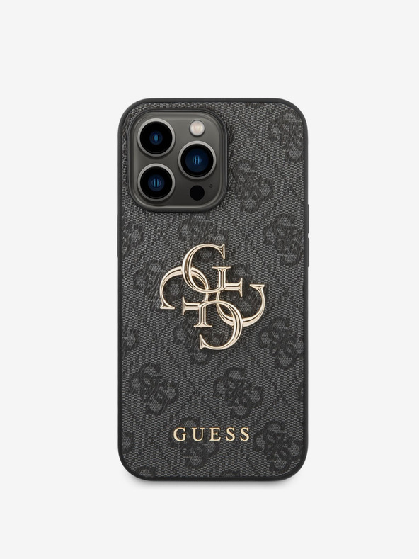 Guess Guess PU 4G fém logós hátlap iPhone 14 Pro készülékhez Szürke