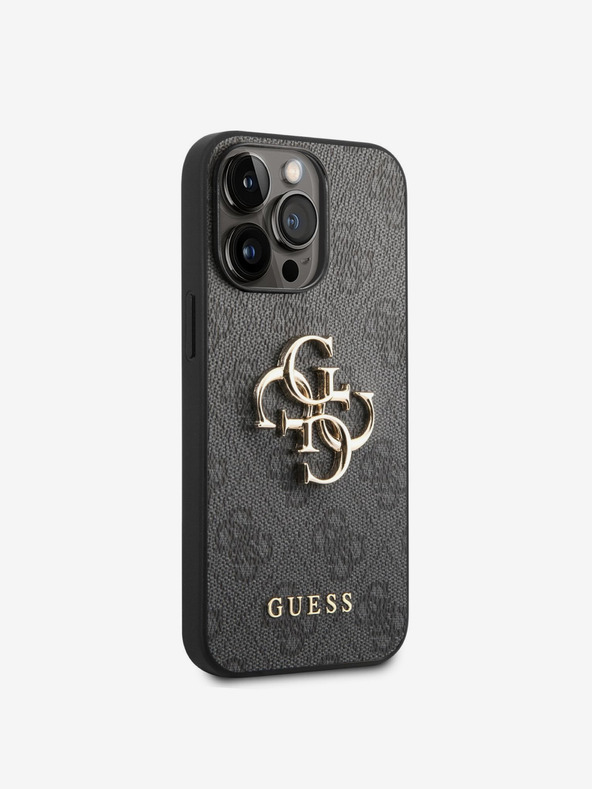 Guess Guess PU 4G fém logós hátlap iPhone 14 Pro készülékhez Szürke