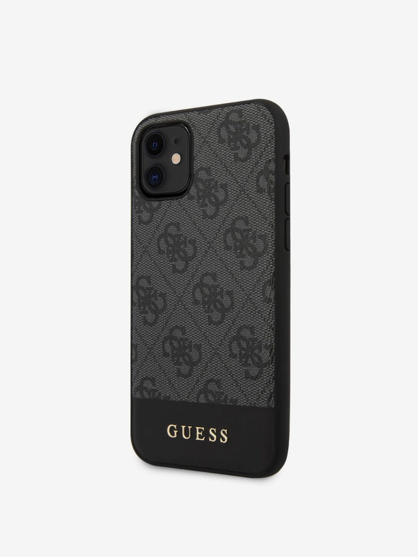 Guess PU 4G Stripe Zadní Kryt pro iPhone 11 Grey Telefontok