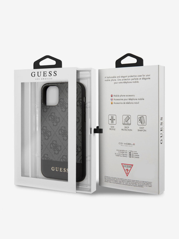 Guess PU 4G Stripe Zadní Kryt pro iPhone 11 Grey Telefontok