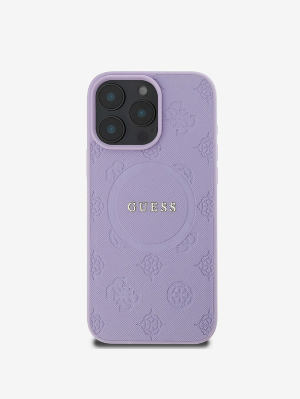 Guess Guess Saffiano bazsarózsa bélyegzős MagSafe hátlap iPhone 16 Pro készülékhez Lila