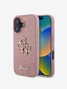 Guess Guess PU fix csillogó 4G fém logós hátlap iPhone 16 rózsaszínű iPhone 16 készülékhez