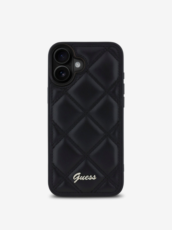 Guess Guess PU bőr steppelt hátlapi borító iPhone 16 Plus készülékhez Fekete