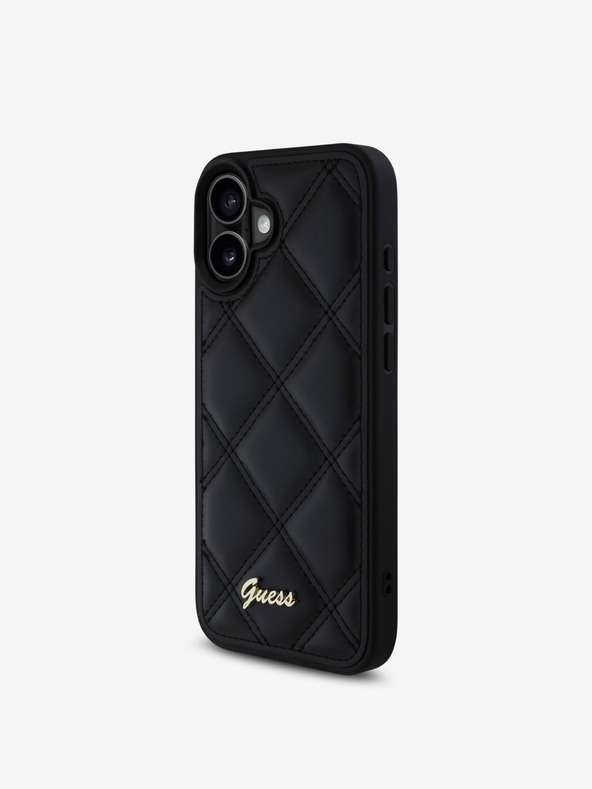 Guess Guess PU bőr steppelt hátlapi borító iPhone 16 Plus készülékhez Fekete