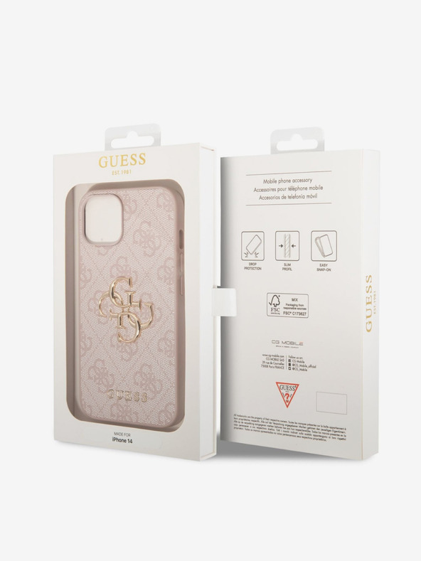 Guess Guess PU 4G fém logós hátlap az iPhone 14 rózsaszínű készülékhez