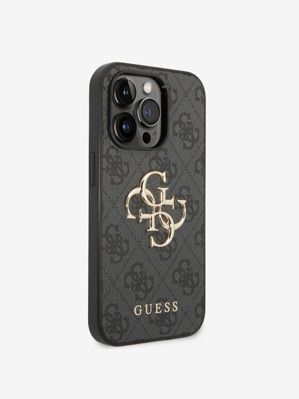 Guess Guess PU 4G fém logós hátlap az iPhone 15 Pro szürke modellhez