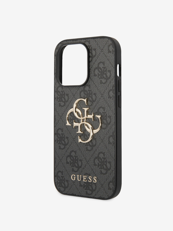 Guess Guess PU 4G fém logós hátlap az iPhone 15 Pro szürke modellhez