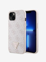 Guess Guess PU 4G Strass háromszög fém logós hátlap iPhone 15-hez Rózsaszínű