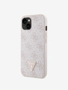 Guess Guess PU 4G Strass háromszög fém logós hátlap iPhone 15-hez Rózsaszínű
