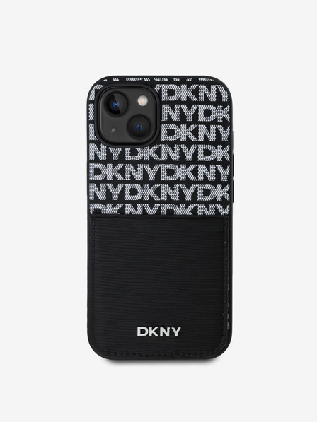 DKNY PU bőr Ismétlődő mintás kártyazseb hátlap az iPhone 14-hez Fekete DKNY DKNY