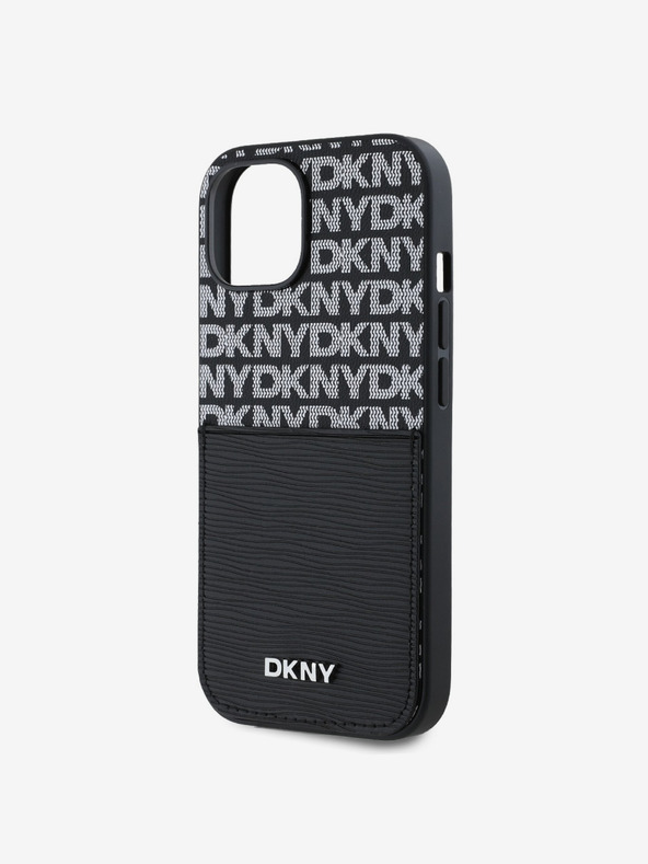 DKNY PU bőr Ismétlődő mintás kártyazseb hátlap az iPhone 14-hez Fekete DKNY DKNY