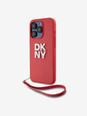 DKNY PU bőr Stack Logo csuklópántos hátlap iPhone 14 Pro Max piros DKNY