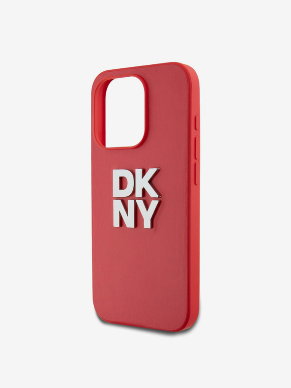 DKNY PU bőr Stack Logo csuklópántos hátlap iPhone 14 Pro Max piros DKNY