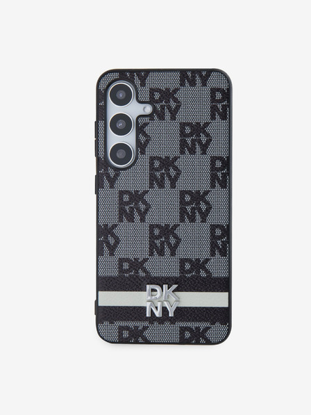 DKNY PU bőr kockás mintás és csíkos hátsó borító Samsung Galaxy S24 fekete DKNY Galaxy S24 fekete DKNY