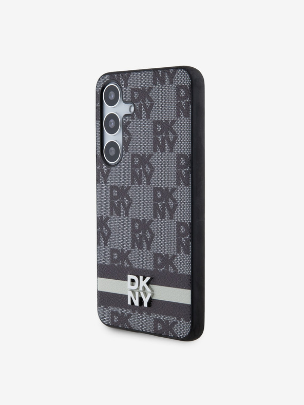DKNY PU bőr kockás mintás és csíkos hátsó borító Samsung Galaxy S24 fekete DKNY Galaxy S24 fekete DKNY