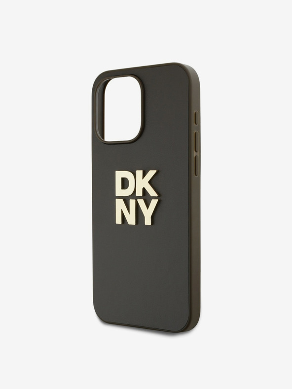 DKNY PU bőr Stack Logo csuklópánt hátlapi borító iPhone 15 Pro Max-hoz Barna DKNY