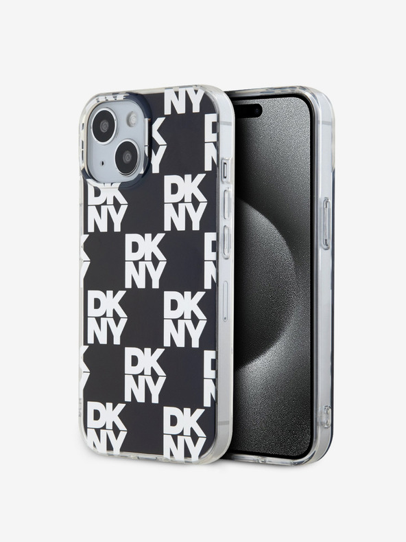 DKNY PC/TPU kockás mintás hátsó borító iPhone 15 készülékhez Fekete DKNY
