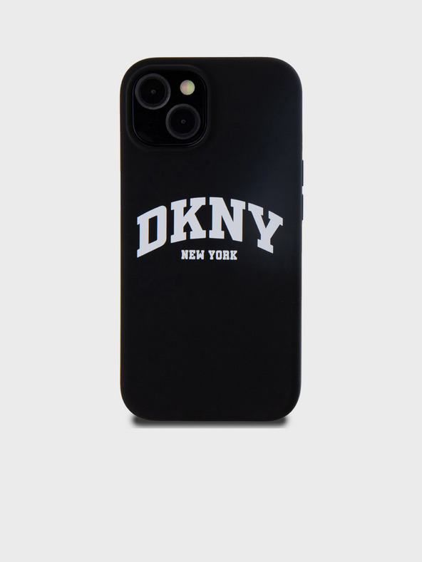 DKNY Folyékony szilikon íves logós MagSafe hátlap iPhone 11 készülékhez Fekete DKNY