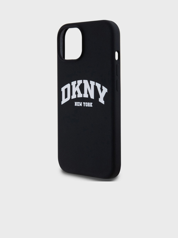DKNY Folyékony szilikon íves logós MagSafe hátlap iPhone 11 készülékhez Fekete DKNY