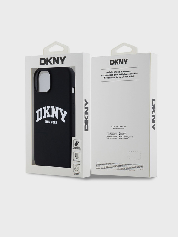 DKNY Folyékony szilikon íves logós MagSafe hátlap iPhone 11 készülékhez Fekete DKNY