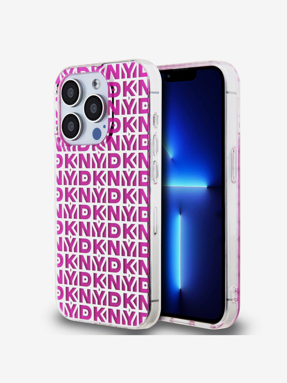 DKNY PC/TPU ismétlődő mintás hátsó borító iPhone 15 Pro Max készülékhez Rózsaszín DKNY
