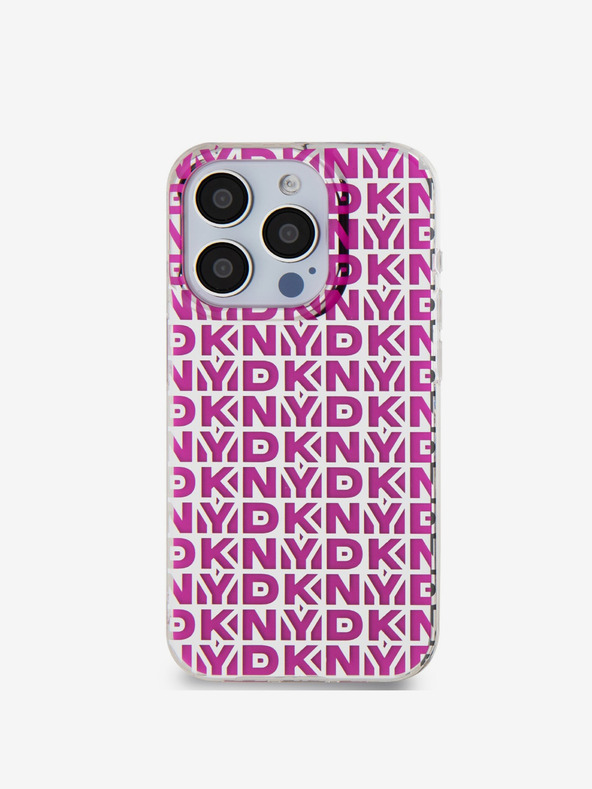 DKNY PC/TPU ismétlődő mintás hátsó borító iPhone 15 Pro Max készülékhez Rózsaszín DKNY