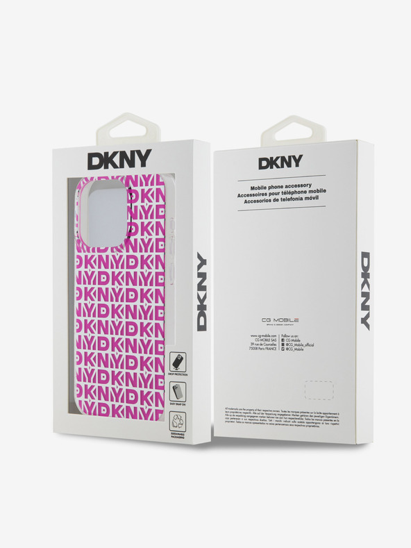 DKNY PC/TPU ismétlődő mintás hátsó borító iPhone 15 Pro Max készülékhez Rózsaszín DKNY