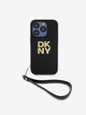 DKNY PU bőr Stack Logo csuklópánt hátlapi borító iPhone 14 Pro Max-hoz Fekete DKNY