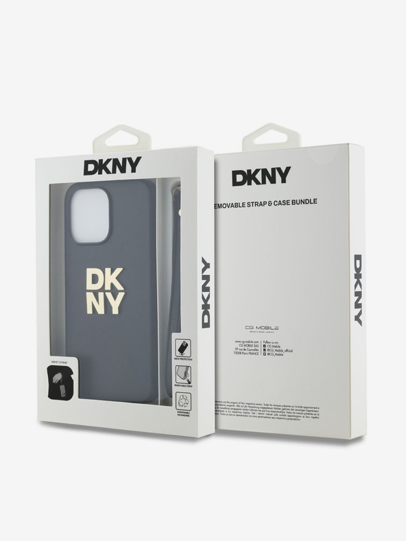 DKNY PU bőr Stack Logo csuklópánt hátlapi borító iPhone 14 Pro Max-hoz Fekete DKNY