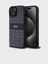 DKNY PU bőr Repeat Pattern Tonal Stripe hátlapi borító iPhone 15-hez Fekete DKNY
