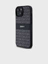 DKNY PU bőr Repeat Pattern Tonal Stripe hátlapi borító iPhone 15-hez Fekete DKNY
