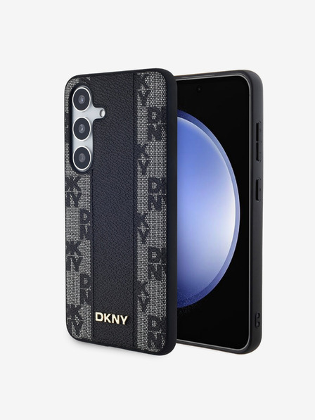 DKNY PU bőr kockás mintás Magsafe hátsó borító Samsung Galaxy S24 fekete DKNY