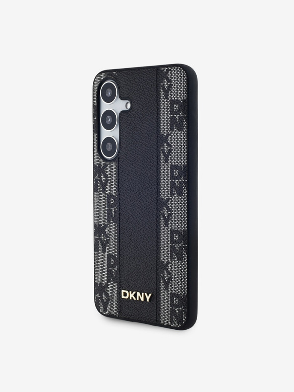 DKNY PU bőr kockás mintás Magsafe hátsó borító Samsung Galaxy S24 fekete DKNY