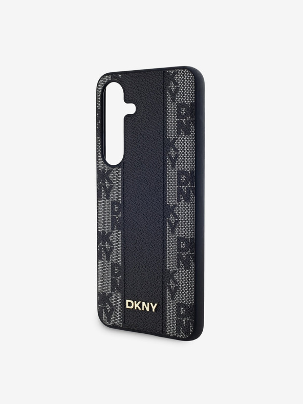 DKNY PU bőr kockás mintás Magsafe hátsó borító Samsung Galaxy S24 fekete DKNY