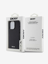 DKNY PU bőr ezüst fém logós Magsafe hátlap iPhone 15 Pro Max-hoz Fekete DKNY
