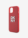 DKNY PU bőr Stack Logo logós csuklópántos hátlap iPhone 13-hoz Piros DKNY DKNY
