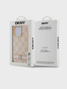 DKNY PU bőr kockás mintás és csíkos hátlapi borító iPhone 13 Pro rózsaszínű DKNY DKNY