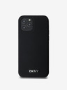DKNY PU bőr ezüst fém logós Magsafe hátlap iPhone 12/12 Pro fekete DKNY DKNY