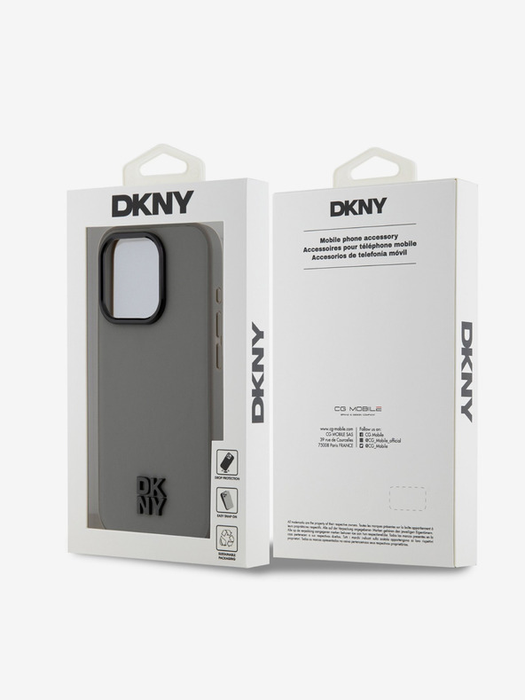 DKNY PU bőr Stack Logo Magsafe hátlap iPhone 15 Pro Max szürke DKNY szürke DKNY