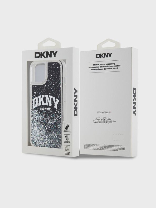 DKNY Folyékony csillogó íves logós hátlap iPhone 11 fekete DKNY DKNY