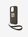 DKNY PU bőr Stack Logo csuklópánt hátlapi borító iPhone 14 Pro Brown DKNY