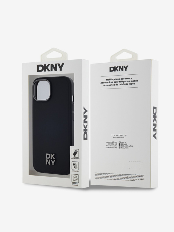 DKNY PU bőr Stack Logo Magsafe hátlap iPhone 15-hez Fekete DKNY DKNY