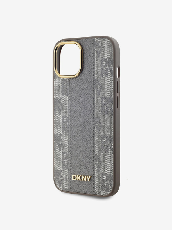 DKNY PU bőr kockás mintás Magsafe hátlap iPhone 15 bézs színű iPhone 15 Max Max bézs DKNY