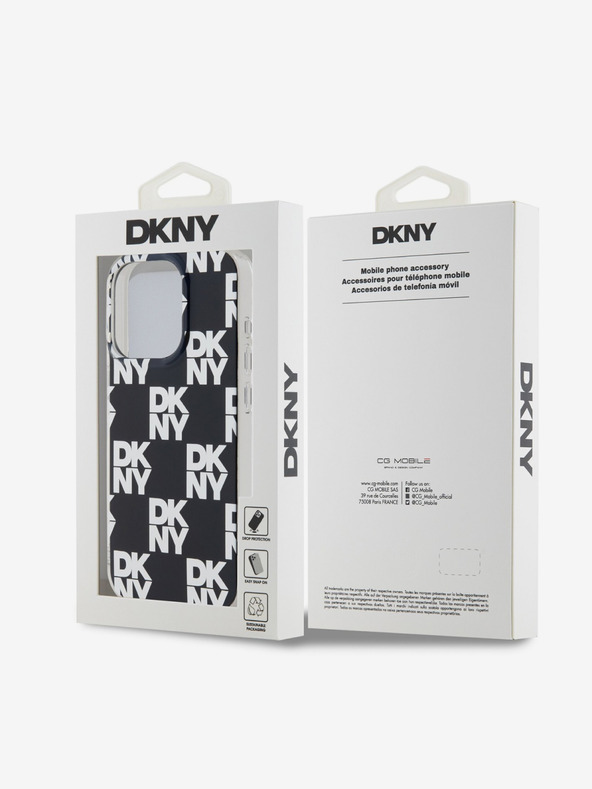 DKNY PC/TPU kockás mintás hátsó borító iPhone 15 Pro Max-hoz Fekete DKNY