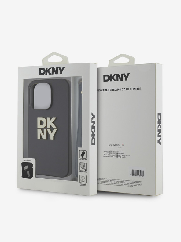 DKNY PU bőr Stack Logo csuklópánt hátlap iPhone 14 Pro fekete DKNY Fekete DKNY